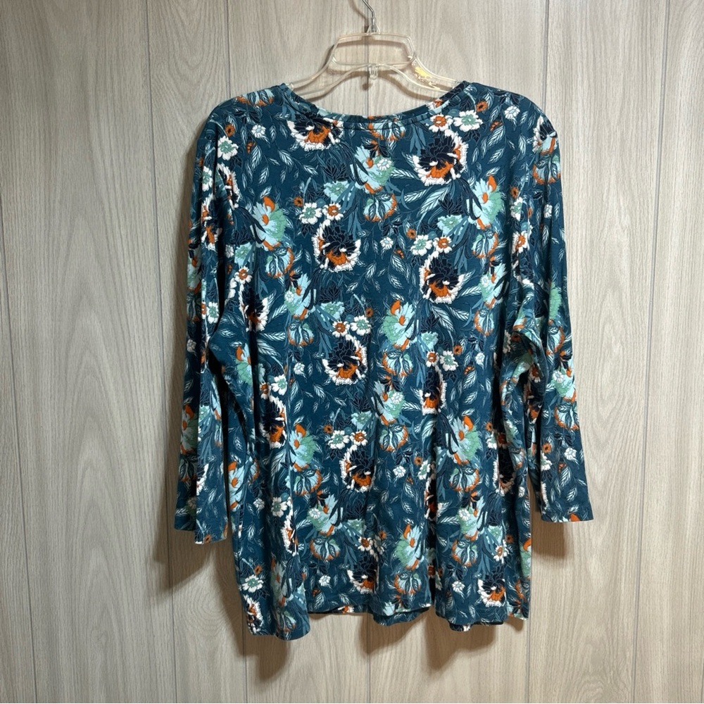 Laura Scott 3/4 Sleeve Floral Print Top Size 2X - Picture 3 of 7